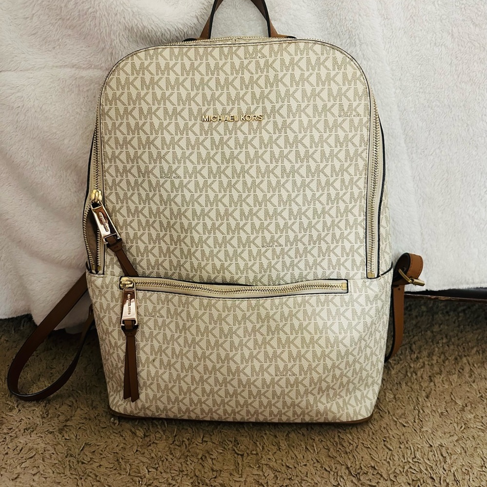 Michael Kors Cream Monogram Backpack